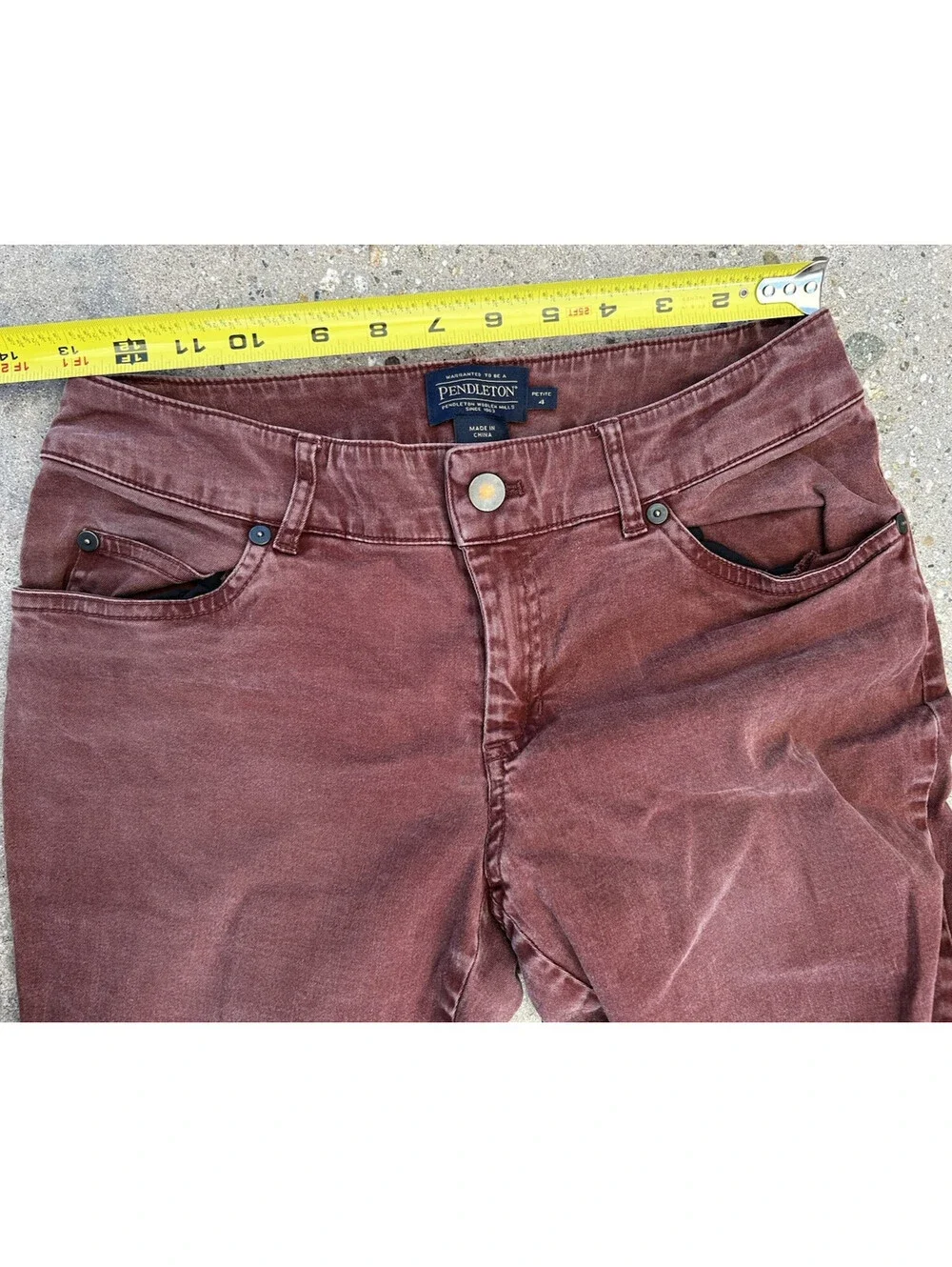 Pendleton Pants Womens 4 x 27L Red Denim Straight Leg Skinny Fit